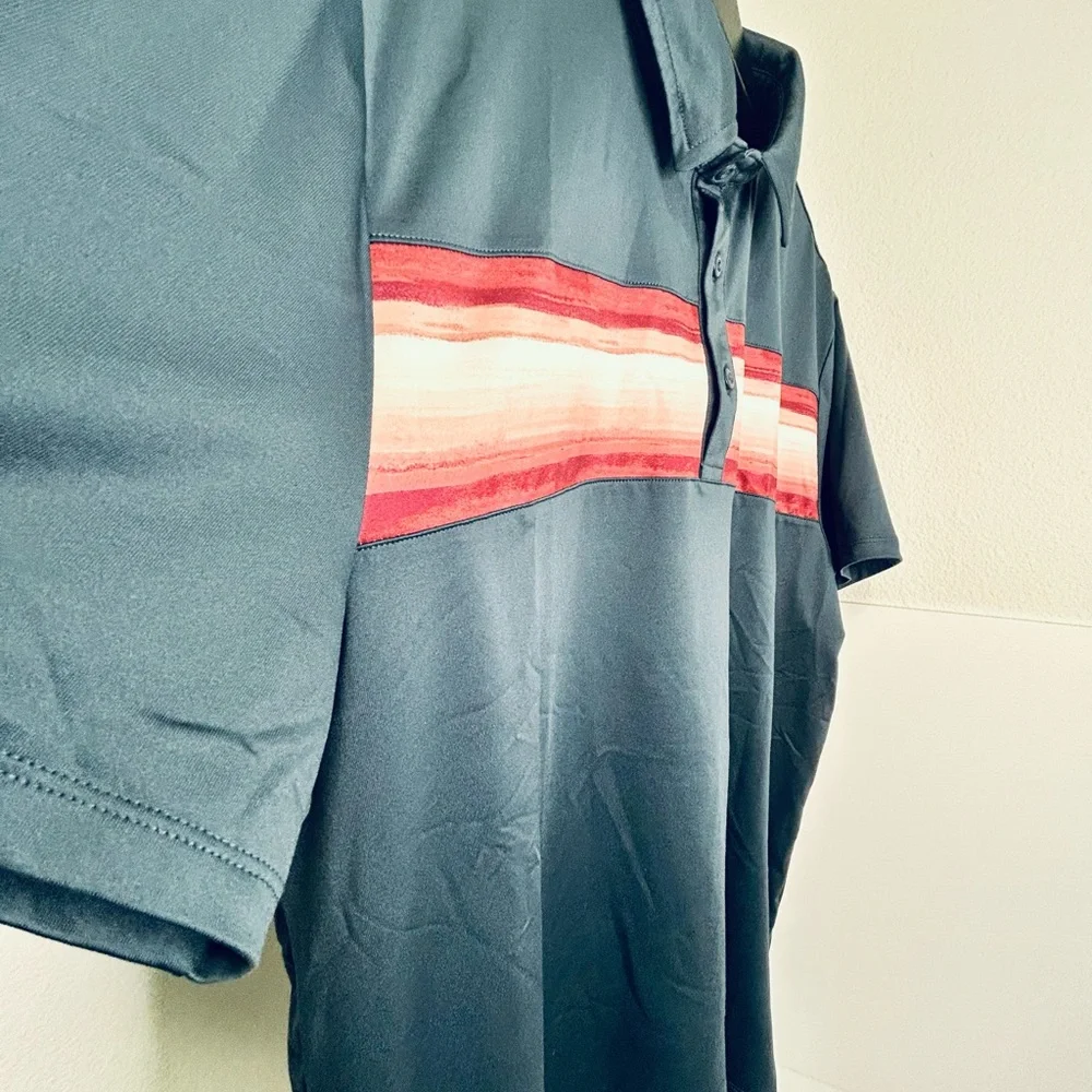 All in Motion Men's Navy Striped Polo Shirt, Size Large - Picture 3 of 13